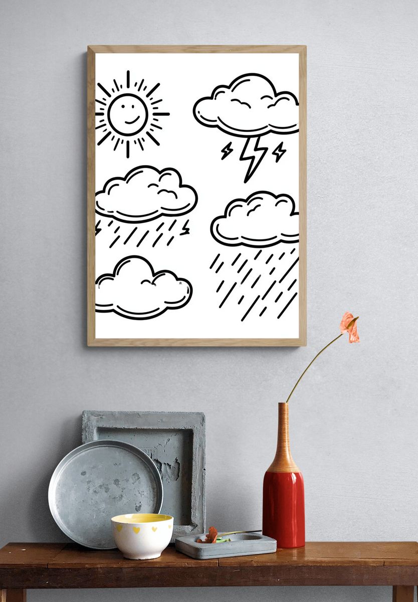 Weather Icons Illustration Poster. — room view 3