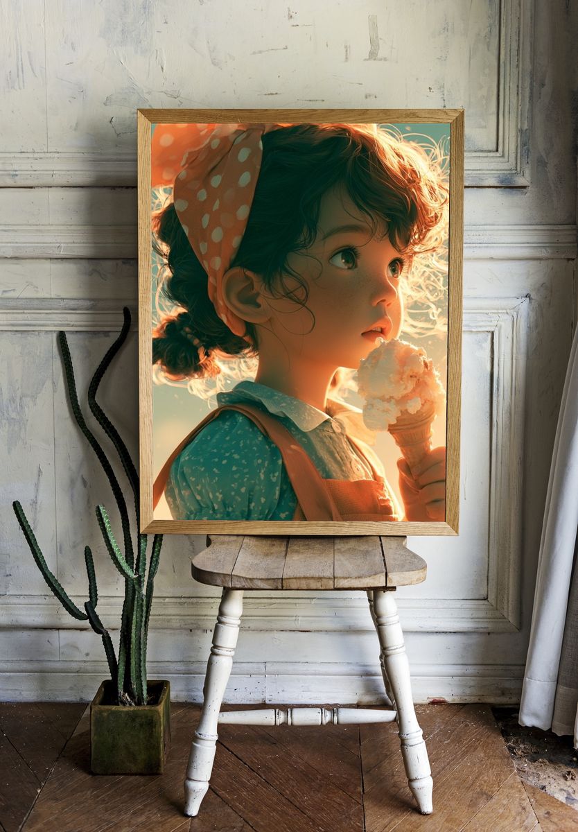 Ice Cream Girl Illustration Poster. room preview