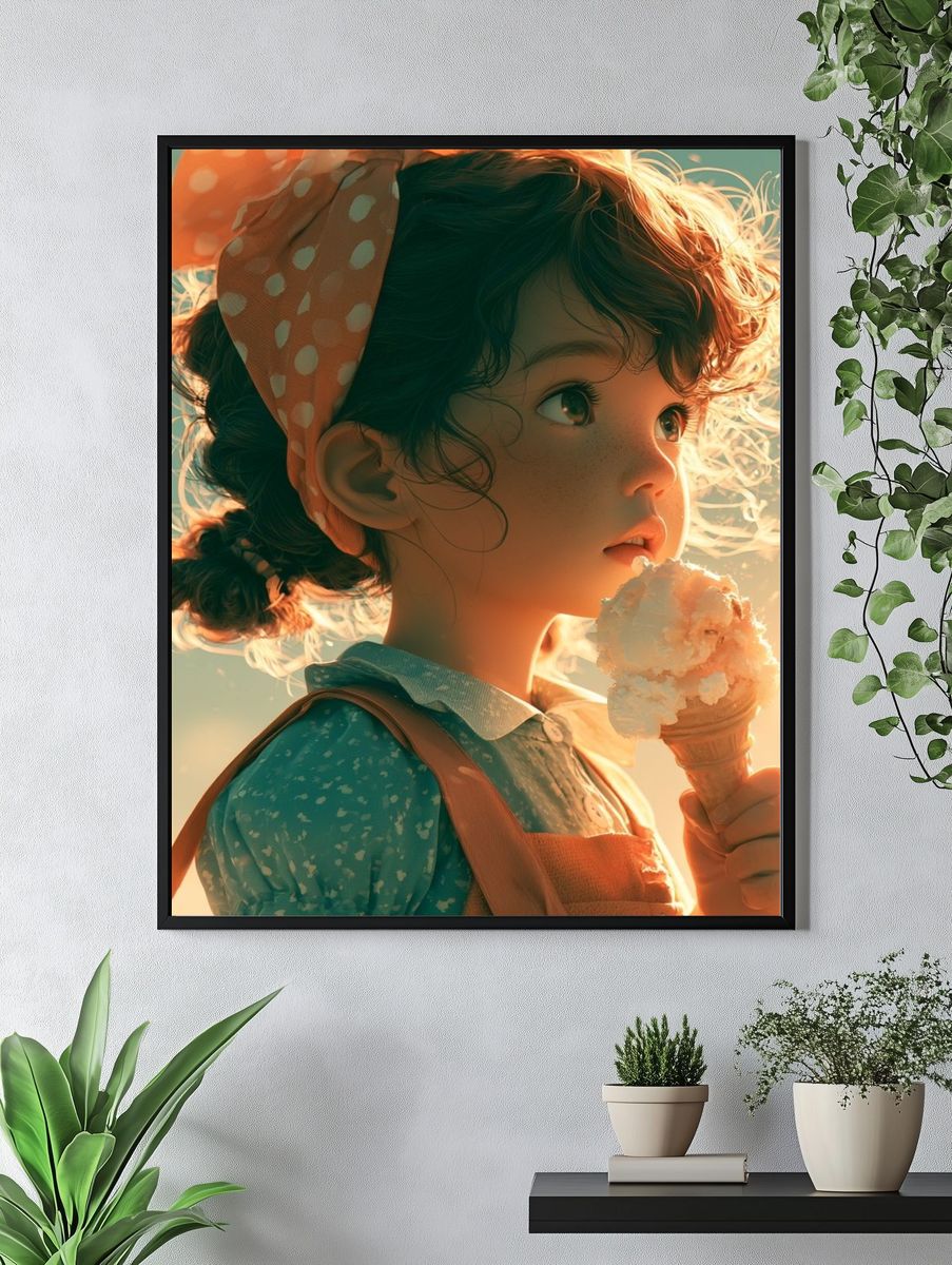 Ice Cream Girl Illustration Poster. — room view 4