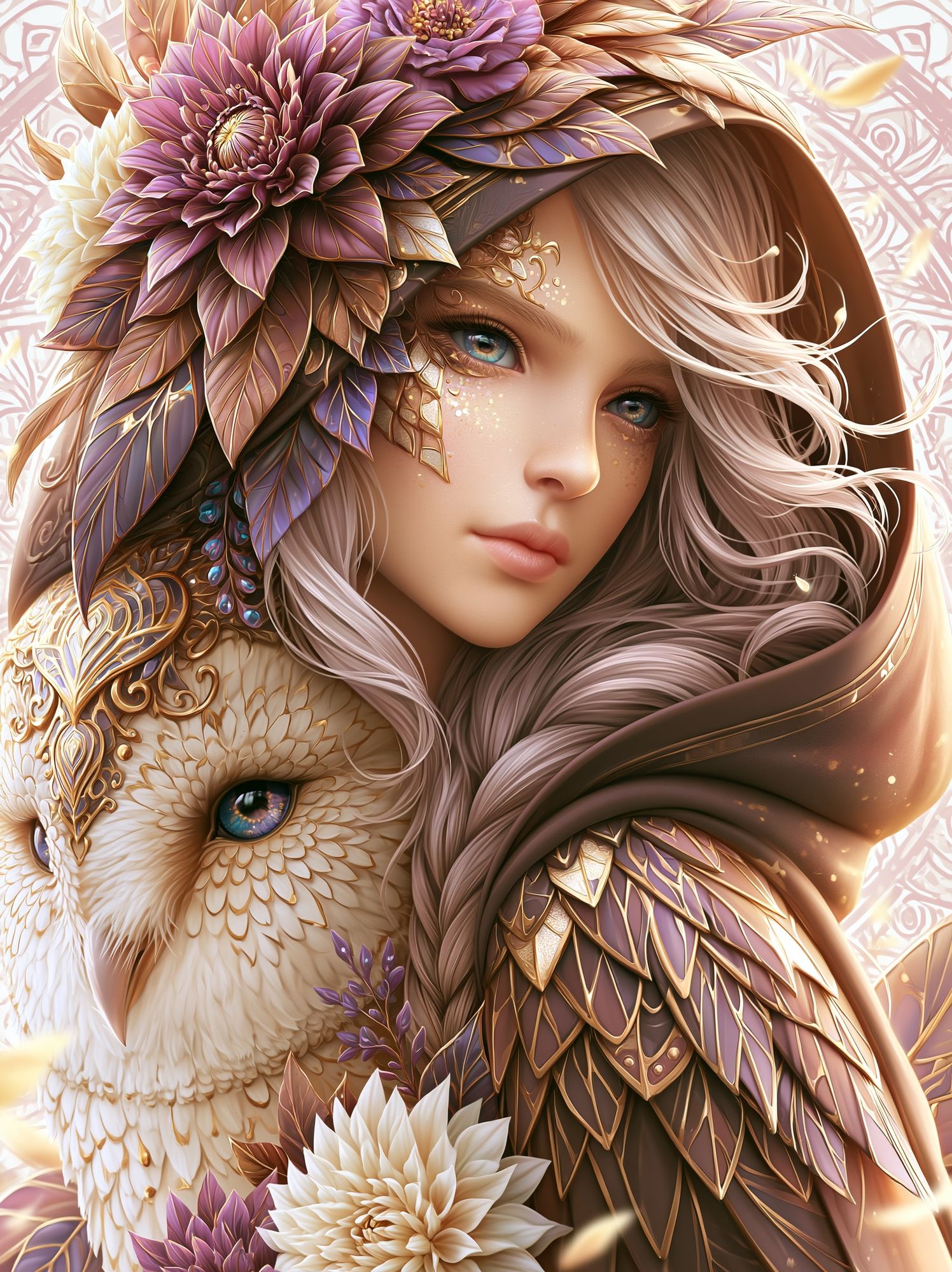 Fantasy Girl and Owl Illustration Poster. poster — illustration art