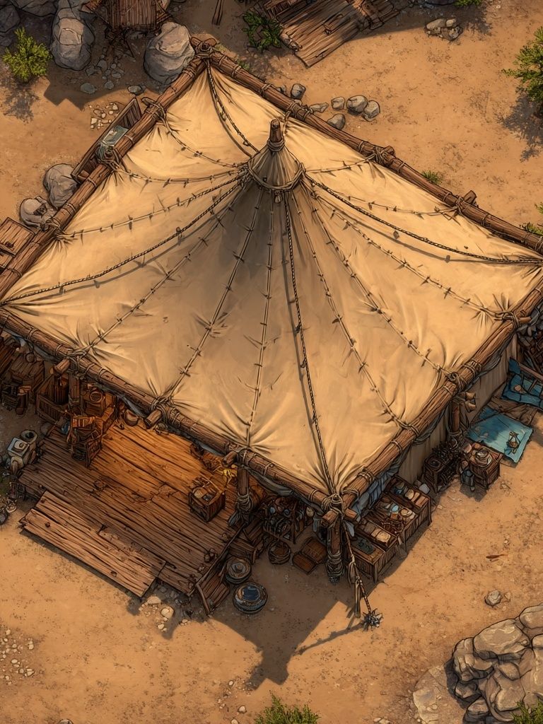 Desert Camp Aerial Illustration Print. poster detail