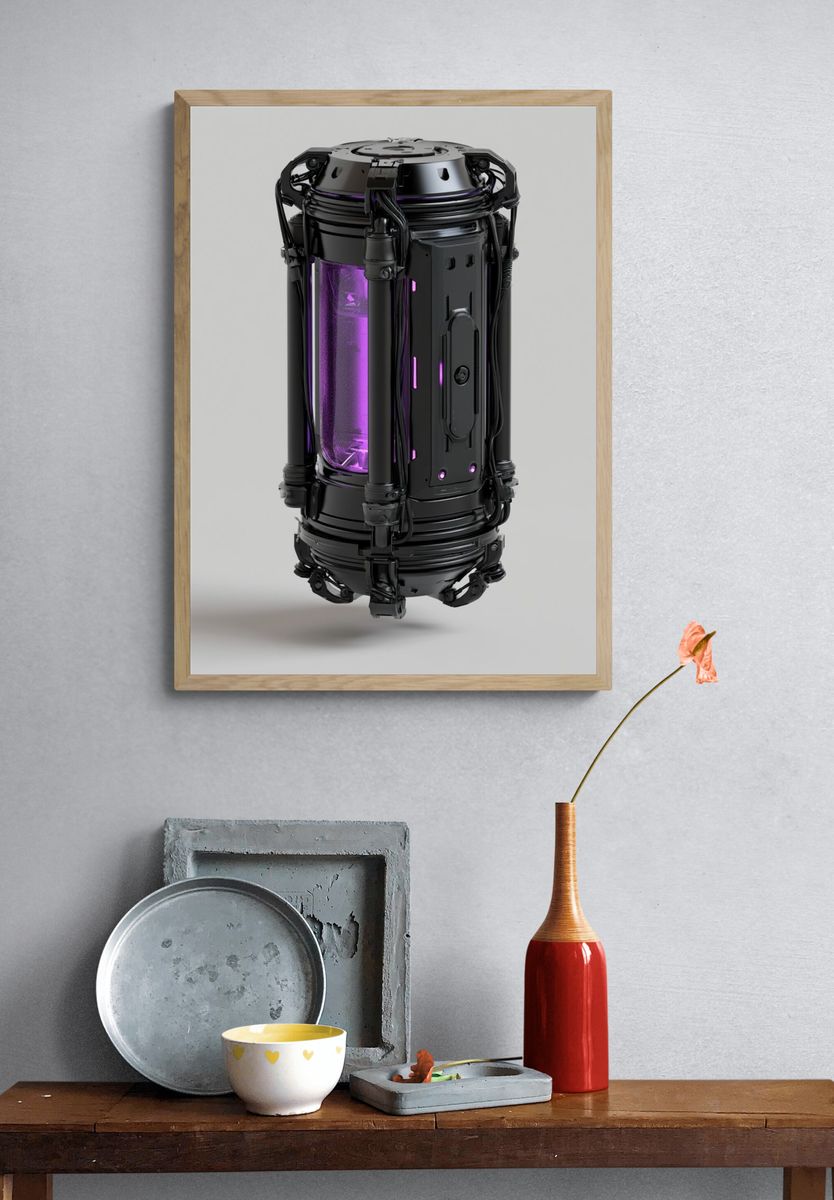 Futuristic Cryo Capsule Illustration Poster. — room view 3