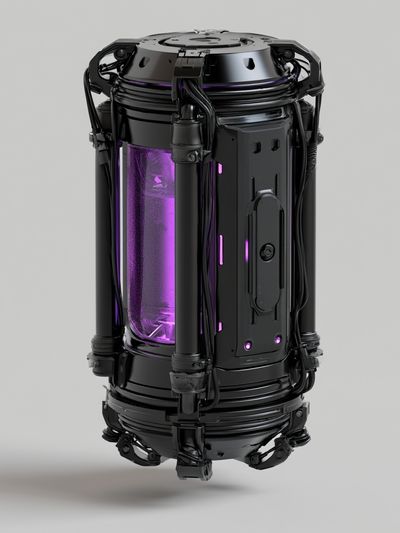 Futuristic Cryo Capsule Illustration Poster.