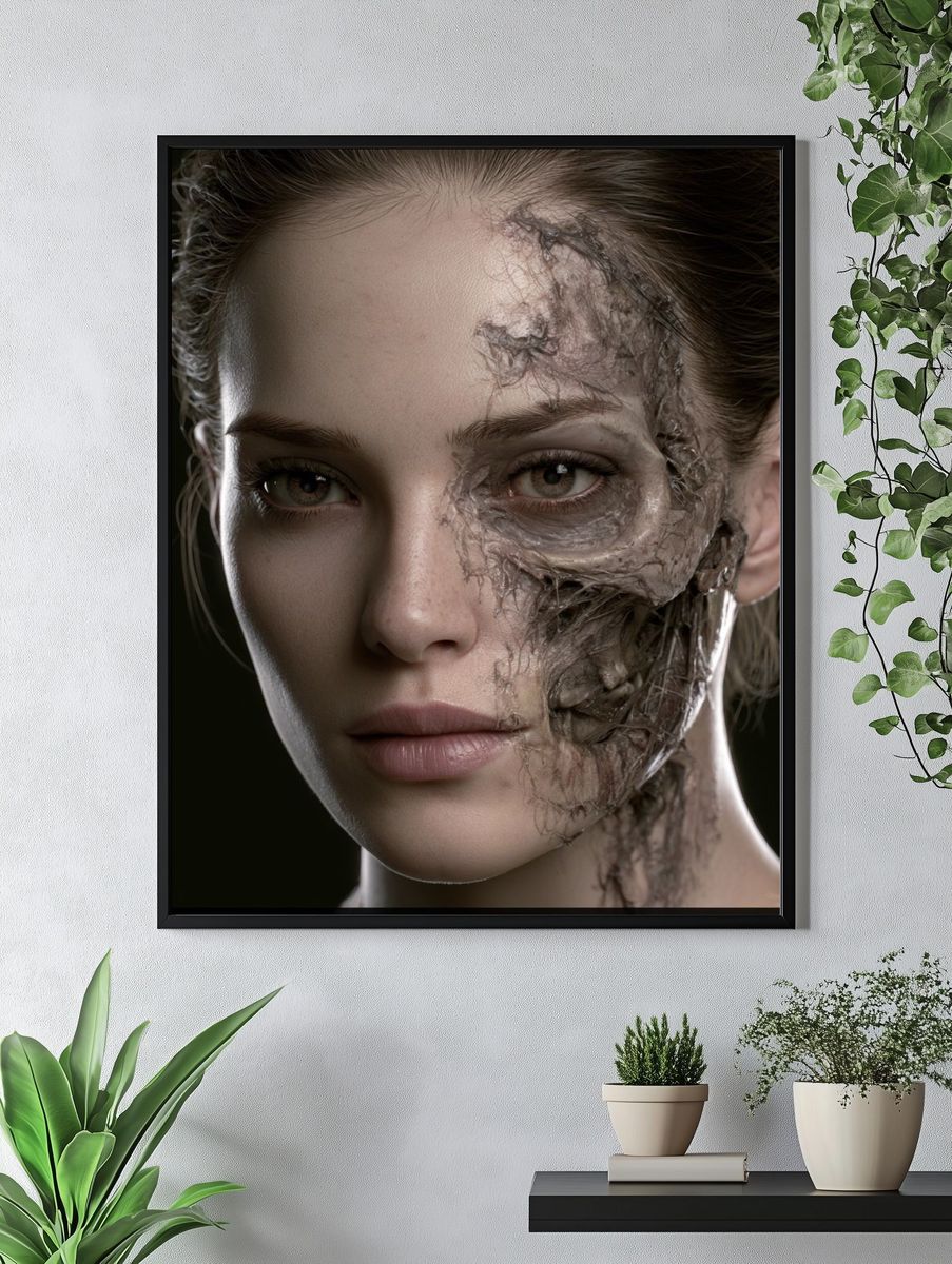 Cyborg Woman Portrait Print. — room view 4