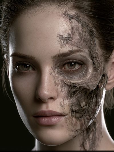 Cyborg Woman Portrait Print. poster