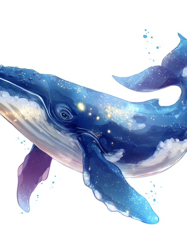 Celestial Whale Digital Art Poster. poster detail