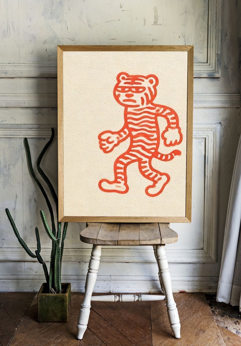 Walking Tiger Illustration Print. — room view 1