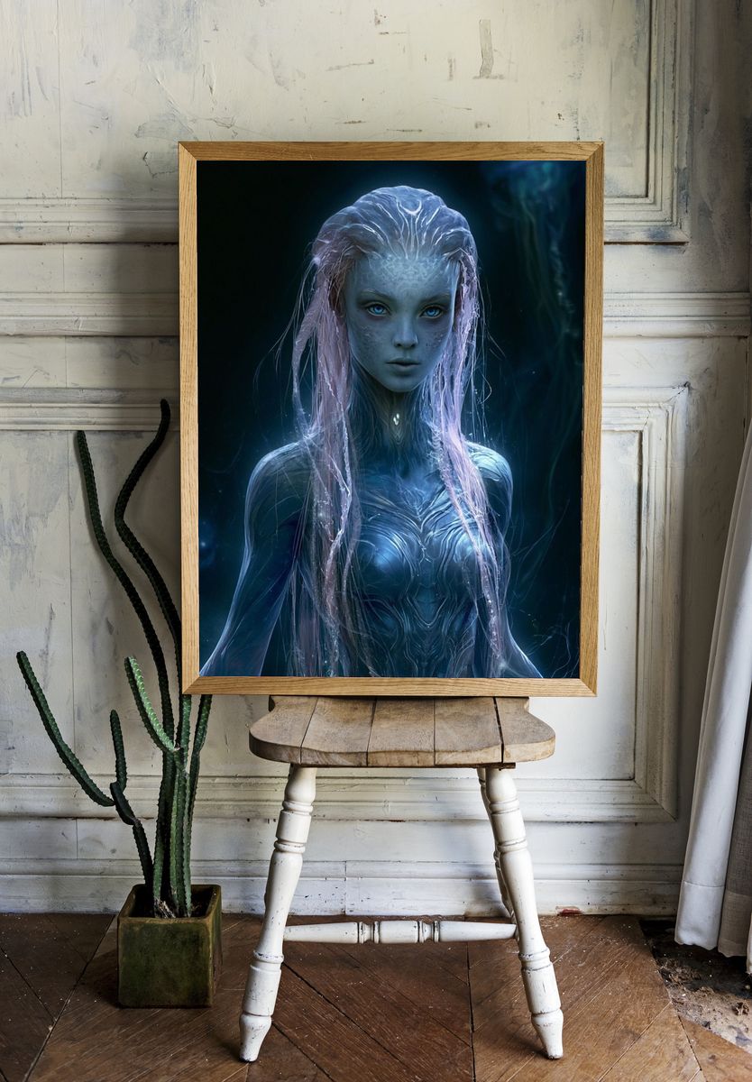 Alien Siren Digital Art Poster. — room view 1