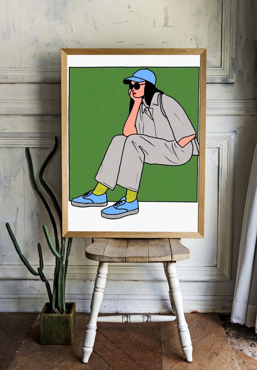 Seated Woman Illustration Poster. room preview