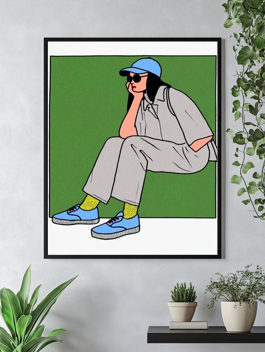 Seated Woman Illustration Poster. — room view 4
