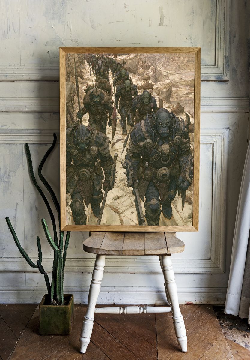 Orc Warband Marching — Fantasy Print. room preview