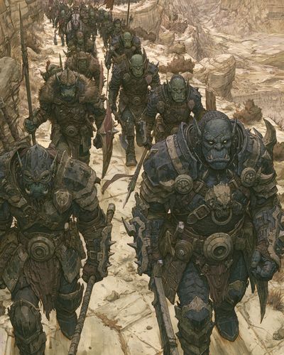 Orc Warband Marching — Fantasy Print. poster
