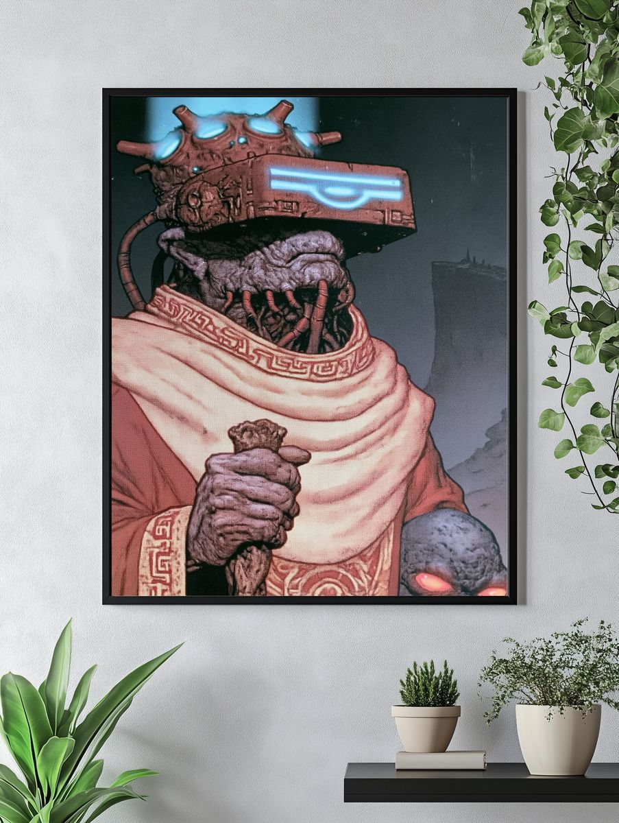 Cyber Shaman Skull Illustration Poster. — room view 4