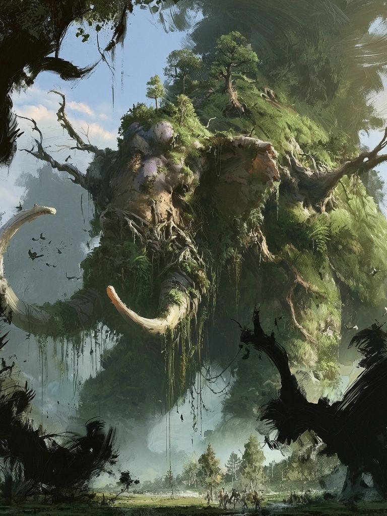 Mammoth Forest Fantasy Print. poster — illustration art