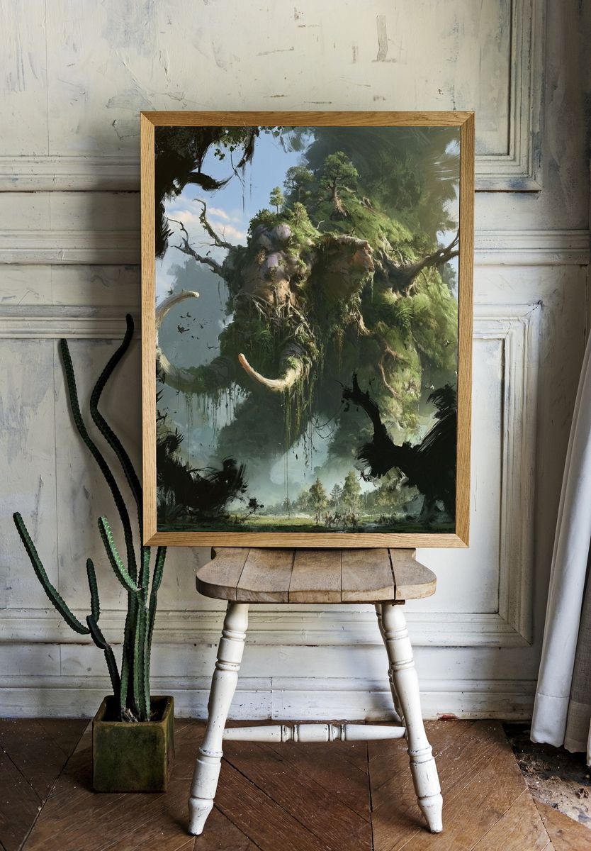 Mammoth Forest Fantasy Print. room preview