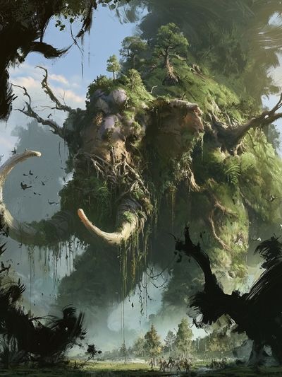 Mammoth Forest Fantasy Print. poster