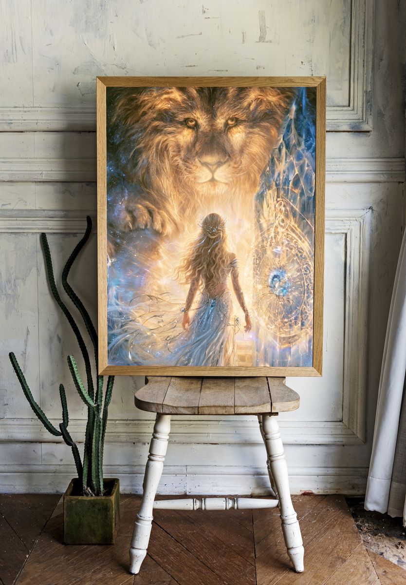 Lion Guardian Fantasy Illustration Poster. room preview