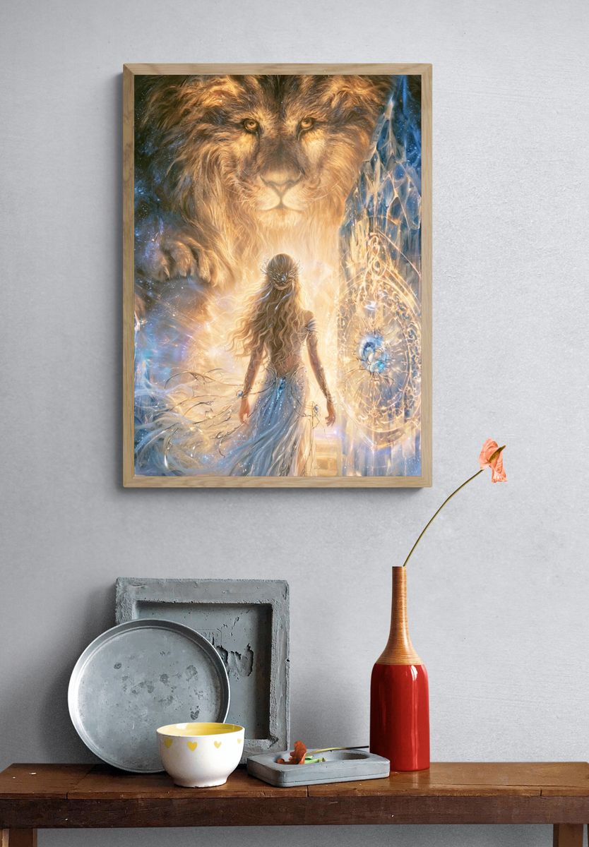 Lion Guardian Fantasy Illustration Poster. — room view 3