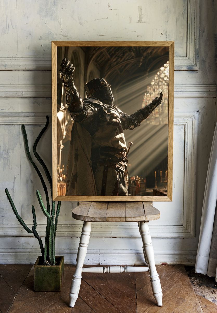 Knight in Cathedral Light Poster. room preview