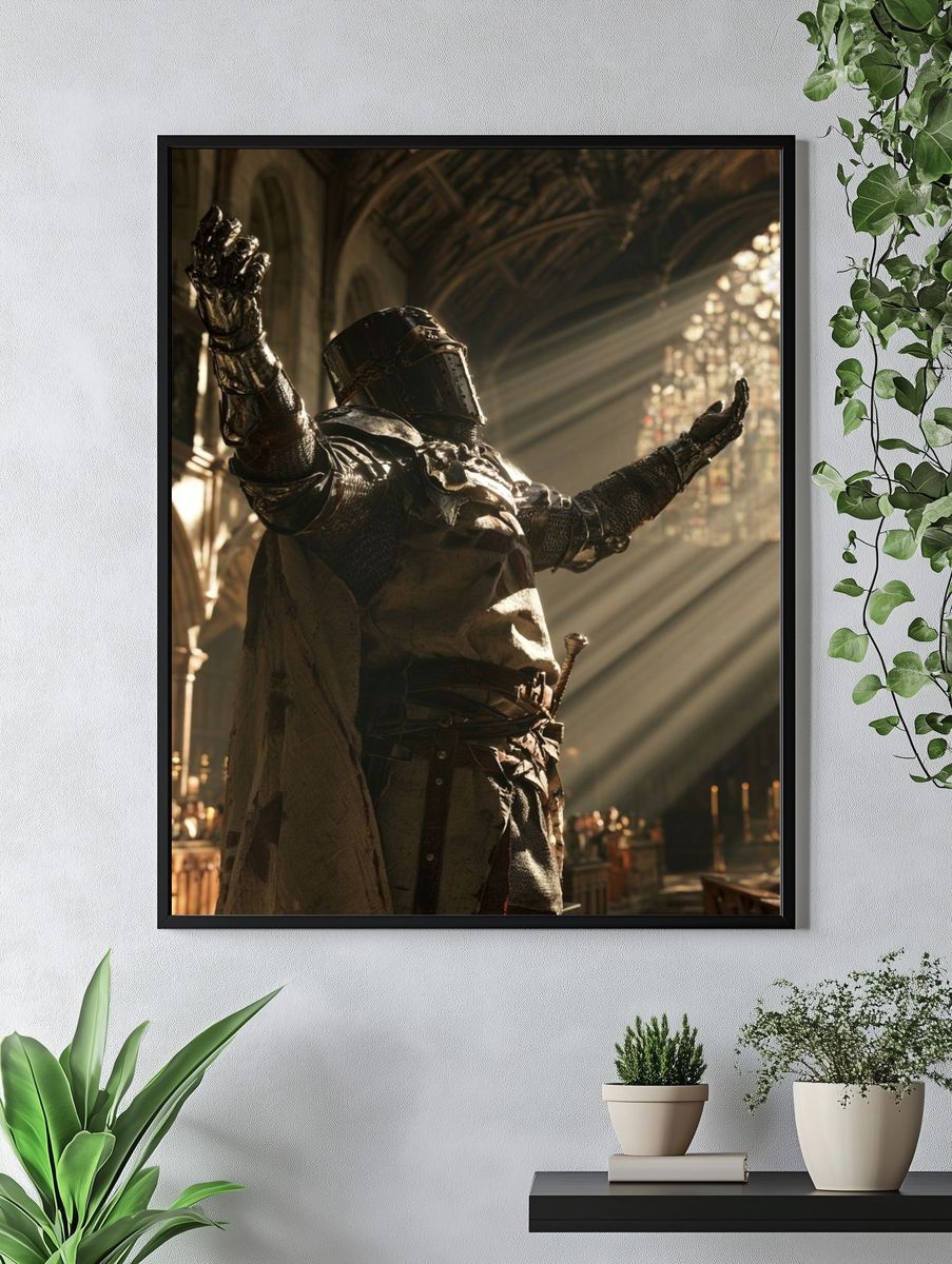 Knight in Cathedral Light Poster. — room view 4