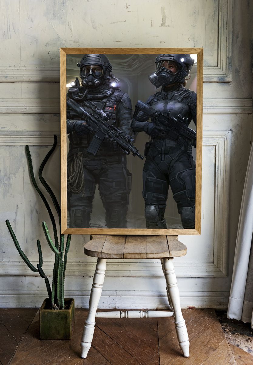 Tactical Sci-Fi Soldiers Poster. room preview