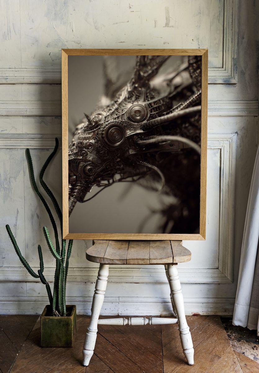 Mechanical Creature Portrait Print. — room view 1