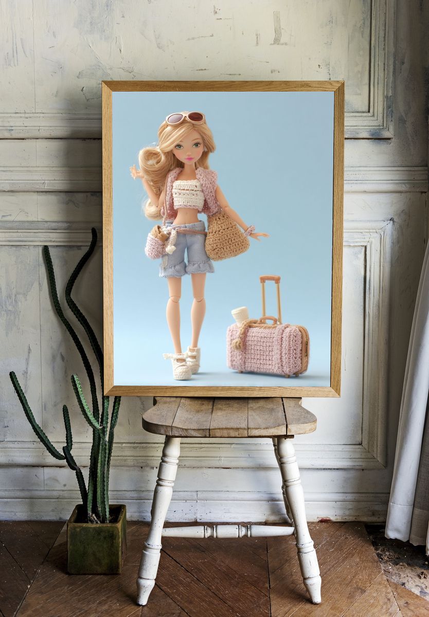 Fashion Doll Travel Illustration Poster. room preview