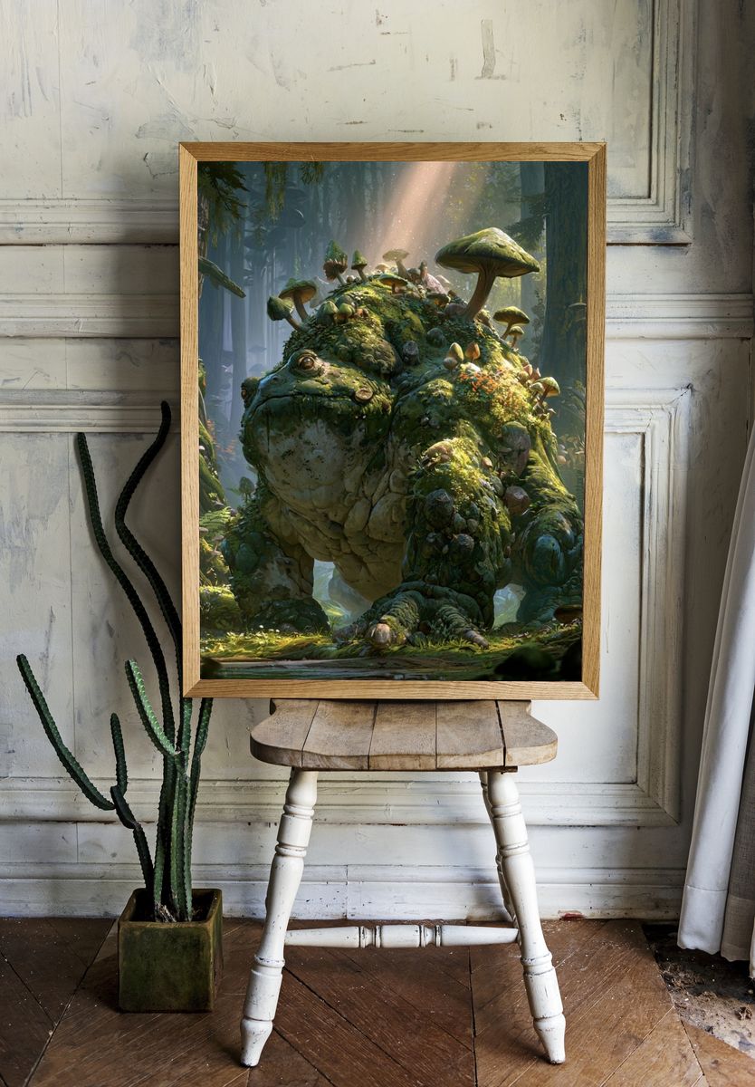 Mossy Forest Giant Illustration Poster. — room view 1