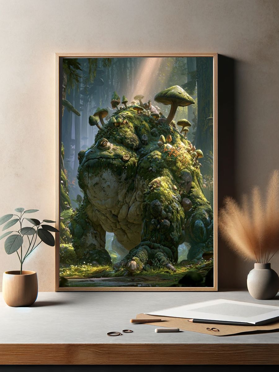 Mossy Forest Giant Illustration Poster. — room view 2
