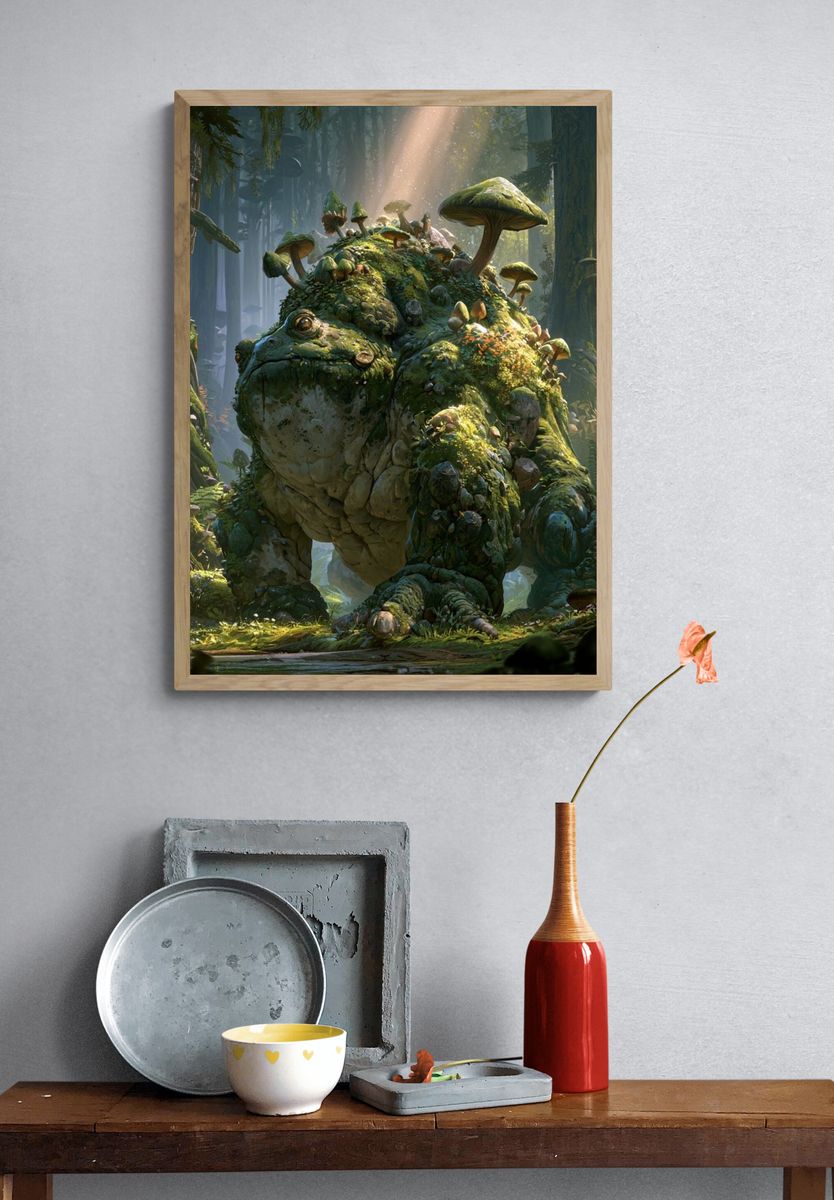 Mossy Forest Giant Illustration Poster. — room view 3