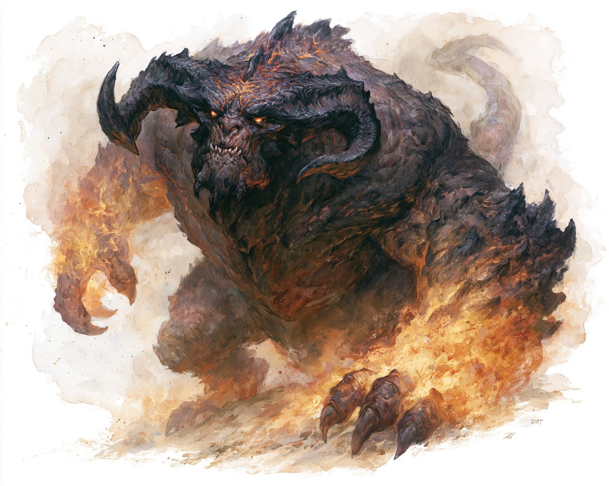 Fiery Demon Beast Illustration Poster. poster — illustration art