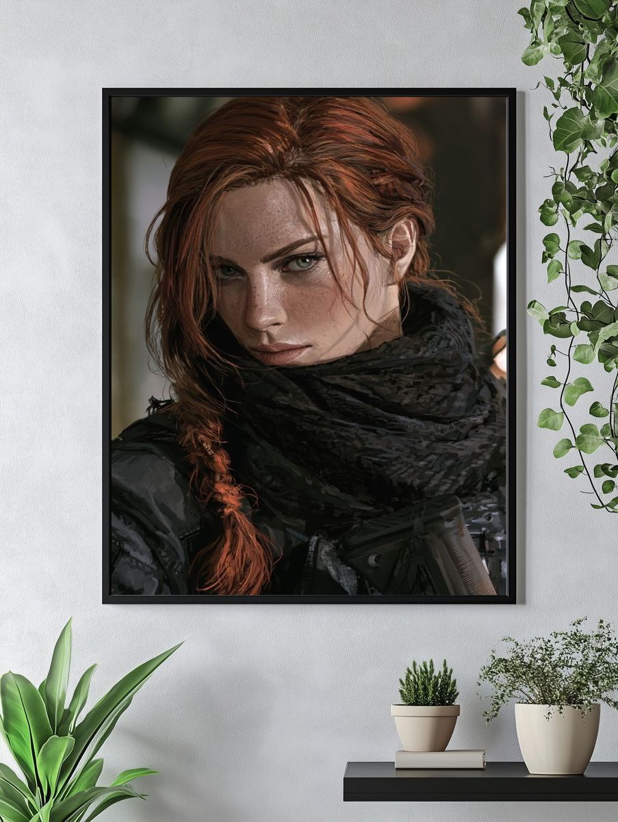 Red-Haired Warrior Portrait Print. — room view 4