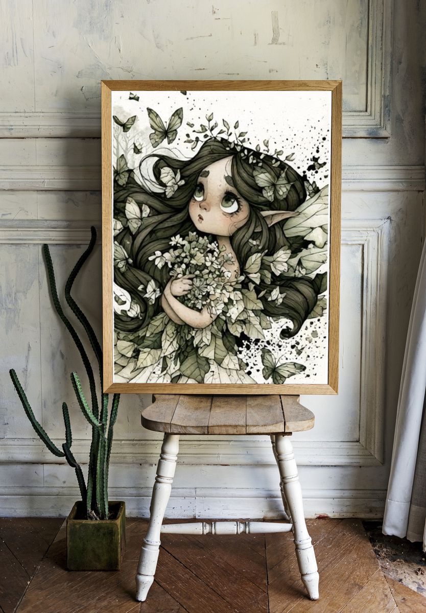 Forest Girl Watercolor Poster. — room view 1