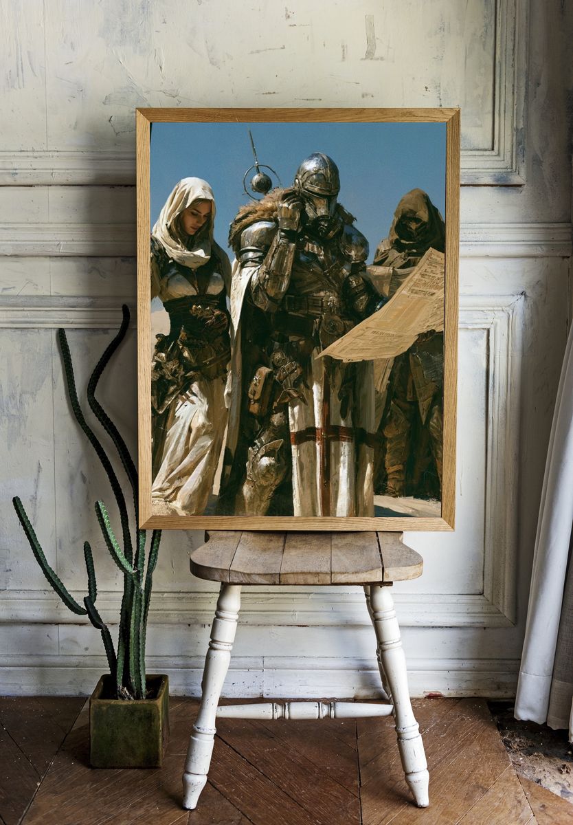 Desert Sci-Fi Travelers Illustration Poster. — room view 1