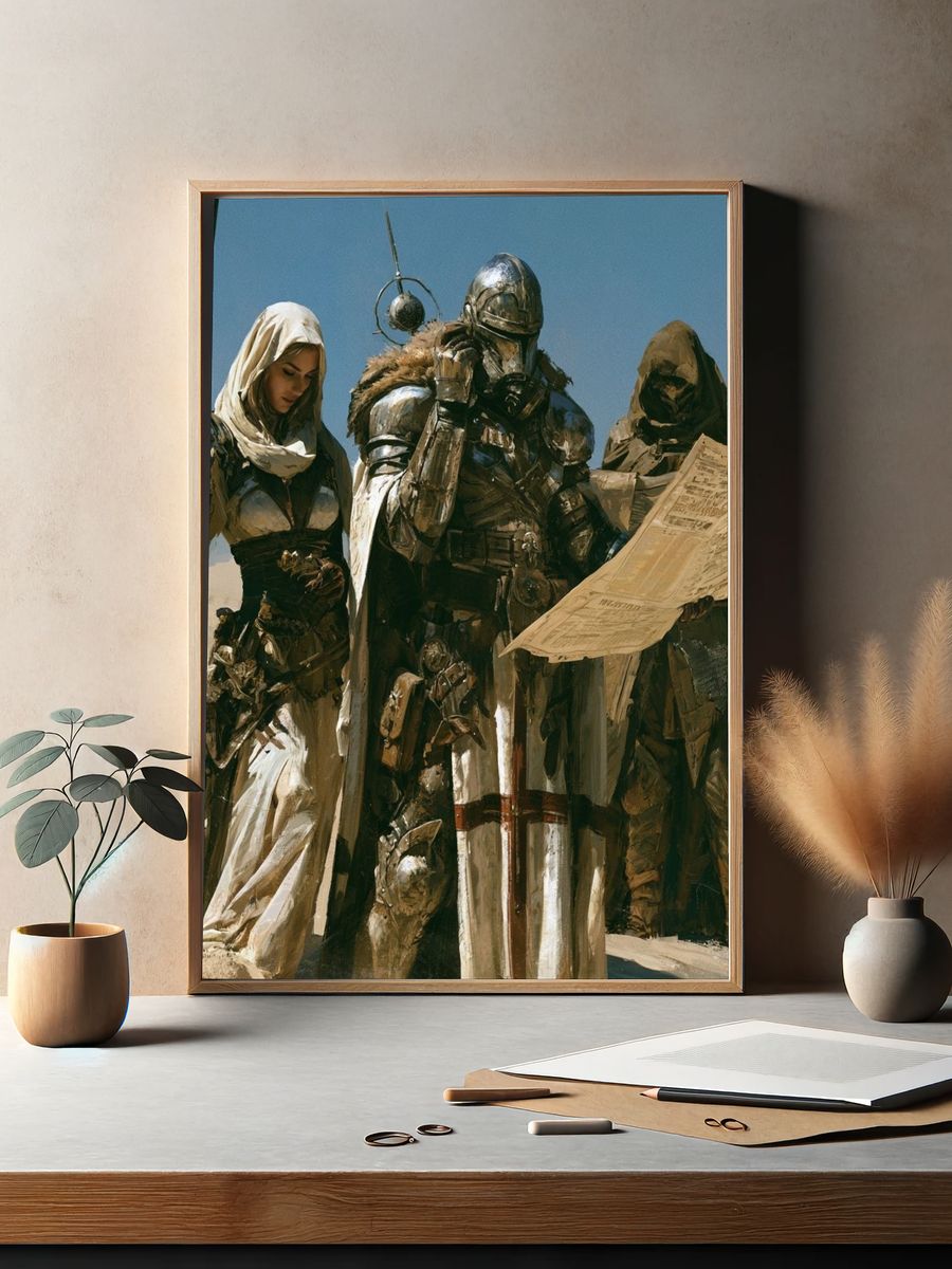 Desert Sci-Fi Travelers Illustration Poster. — room view 2