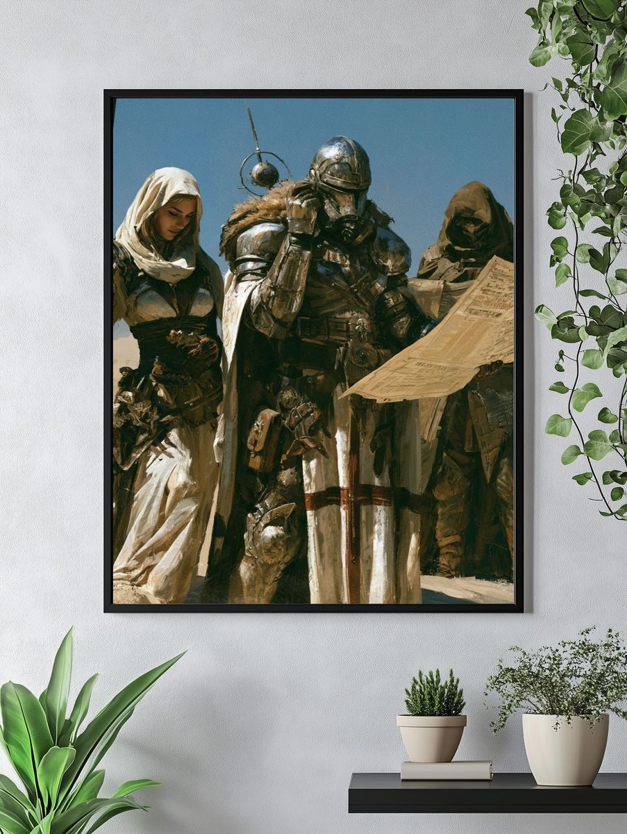 Desert Sci-Fi Travelers Illustration Poster. — room view 4