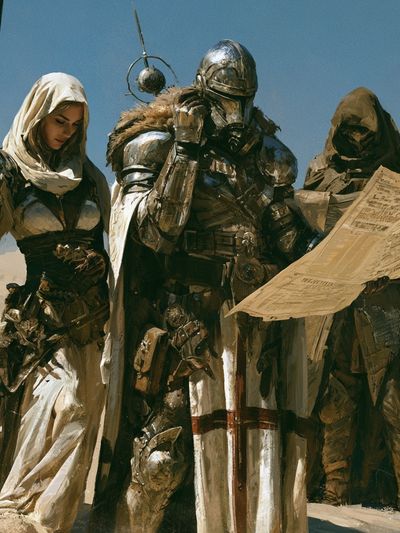 Desert Sci-Fi Travelers Illustration Poster. poster
