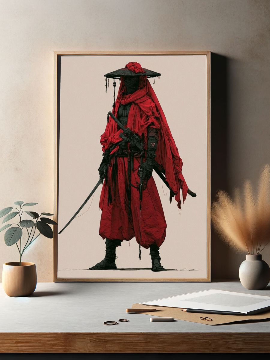 Samurai Warrior Illustration Poster. — room view 2