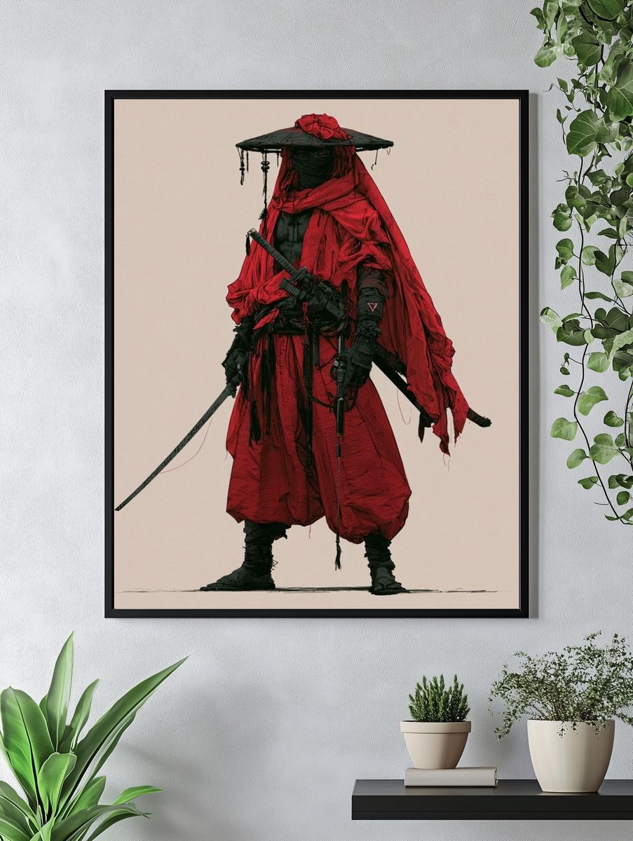 Samurai Warrior Illustration Poster. — room view 4