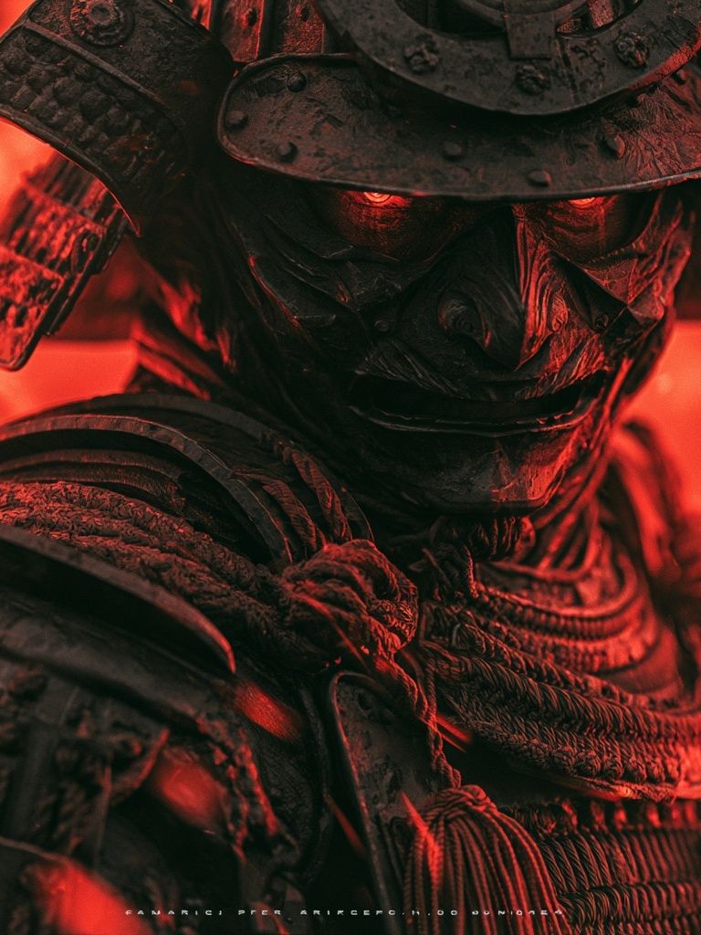 Samurai Warrior Red Glow Poster. poster — illustration art