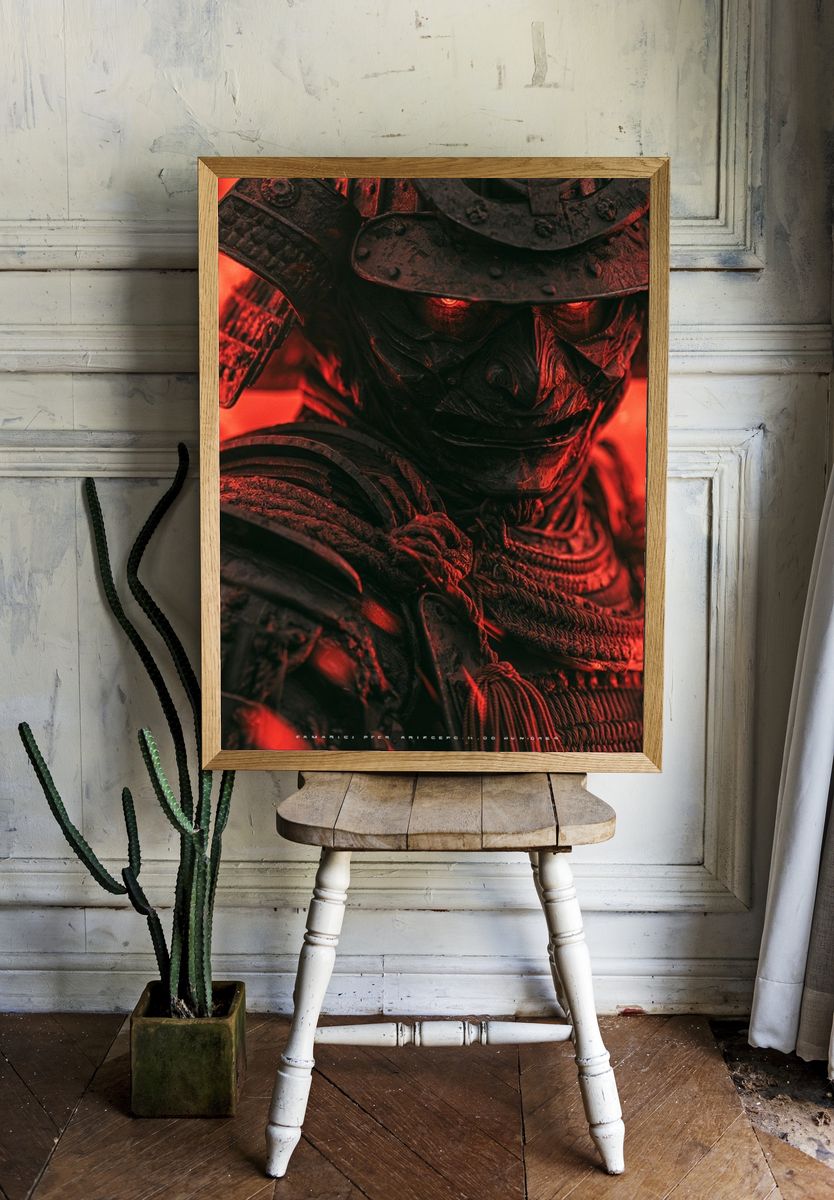 Samurai Warrior Red Glow Poster. room preview