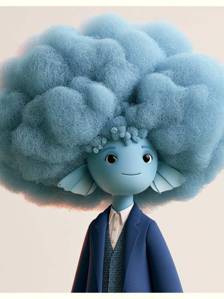 Blue Cloud Character Illustration Poster. poster detail
