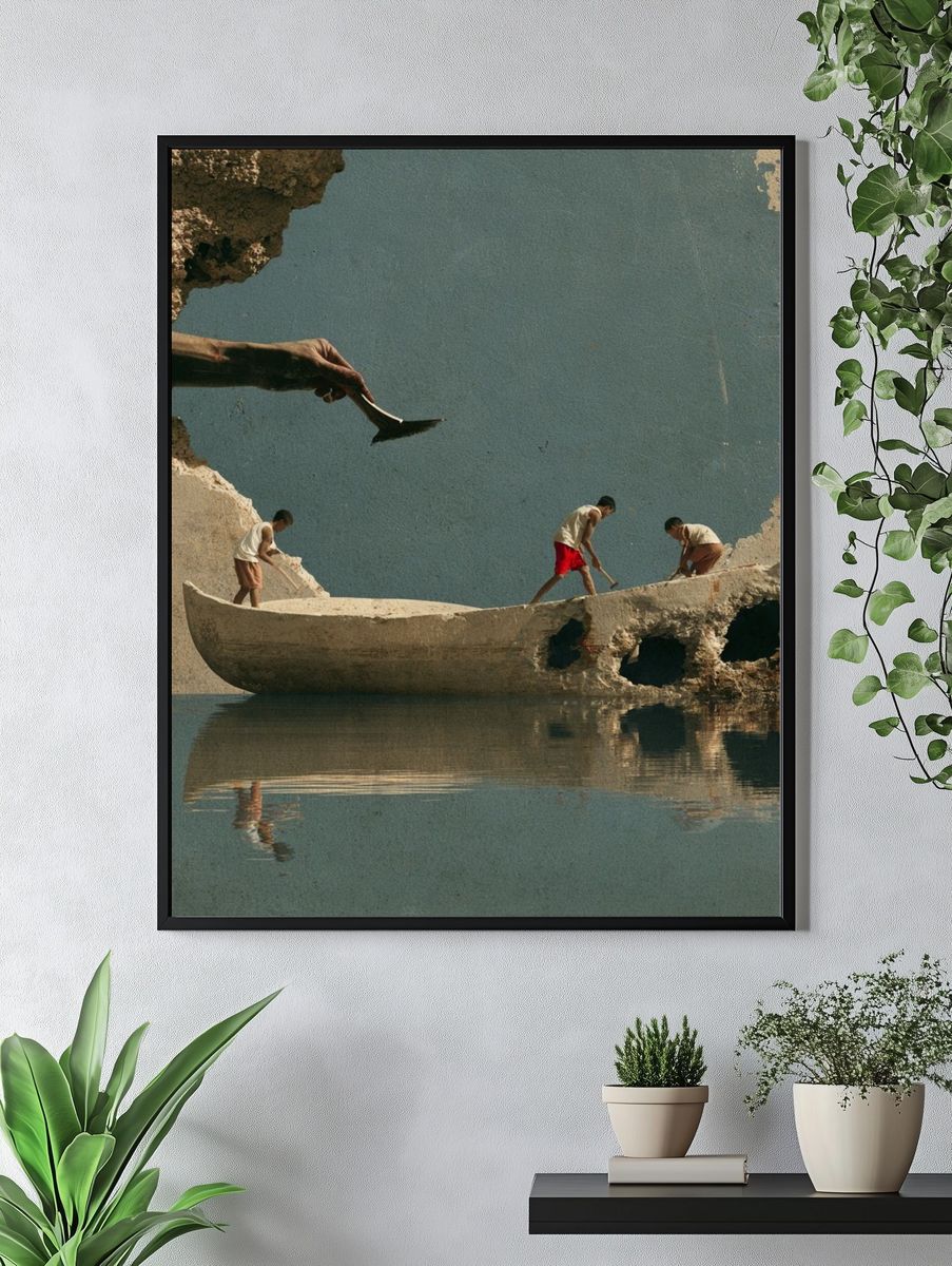 Surreal Boat Repair Illustration Print. — room view 4