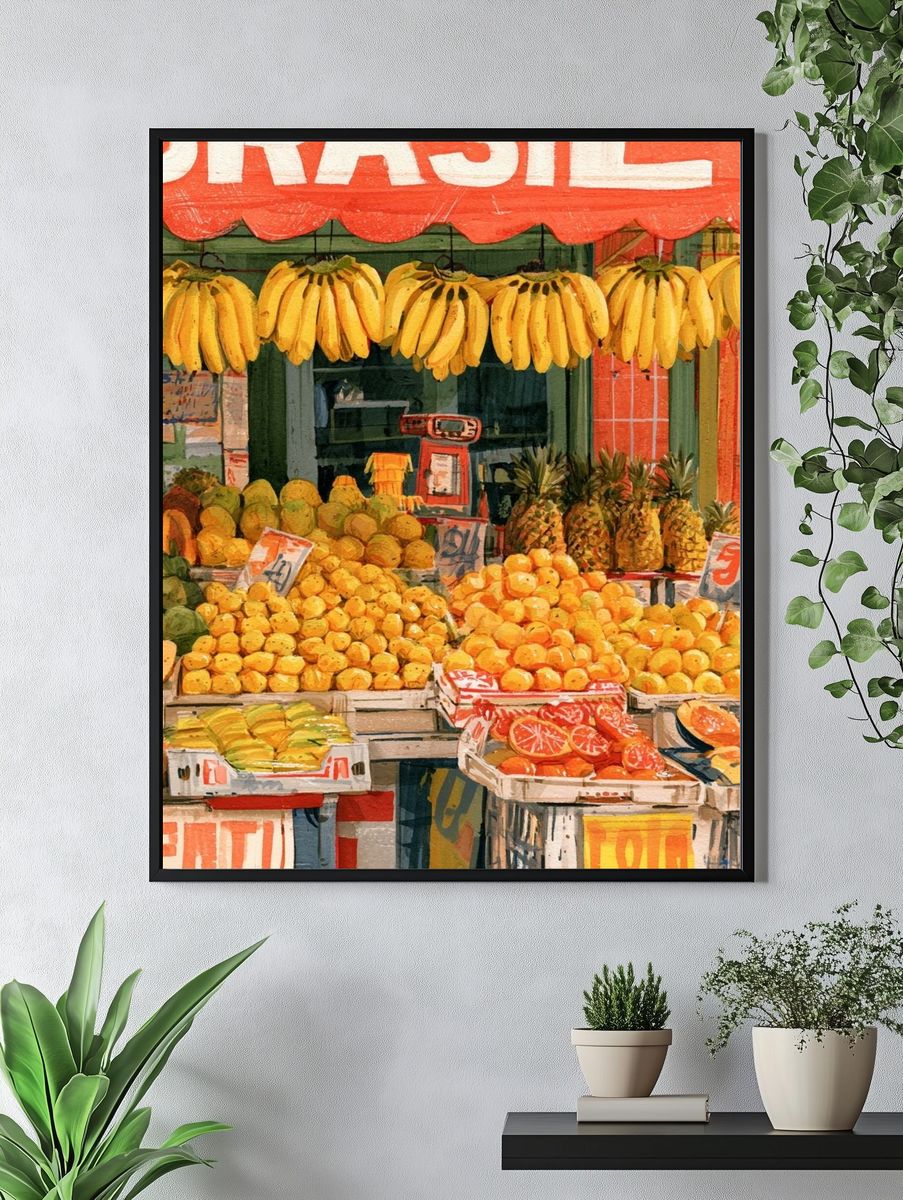 Tropical Fruit Market Illustration Print. — room view 4