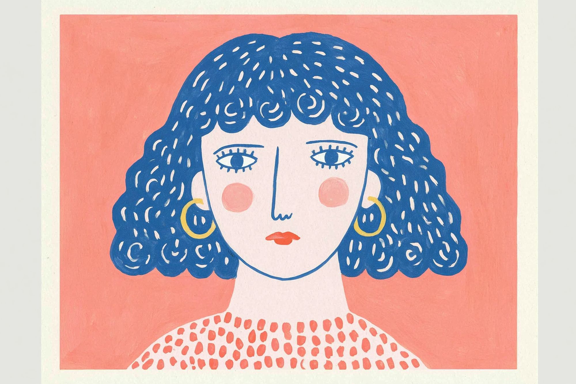 Blue Haired Portrait Illustration Poster. poster detail