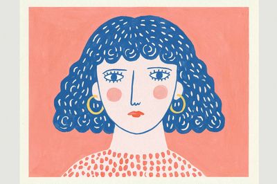 Blue Haired Portrait Illustration Poster. poster