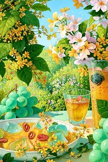 Summer Citrus Picnic Illustration Poster. poster detail
