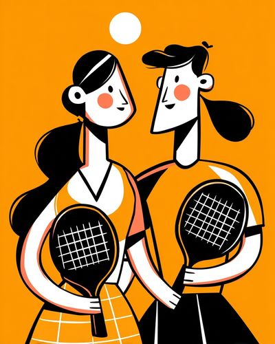 Tennis Couple Illustration Poster.
