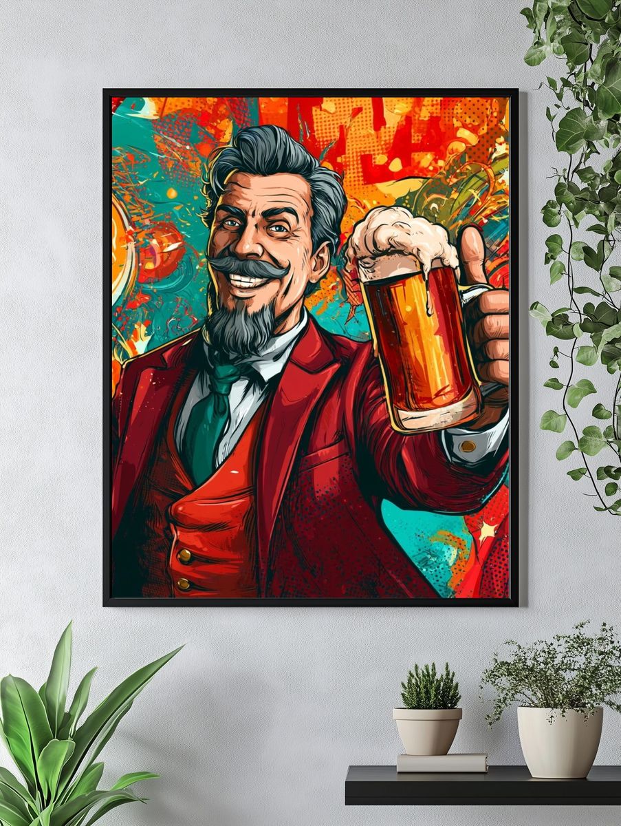 Cheers Gentleman Beer Illustration Poster. — room view 4