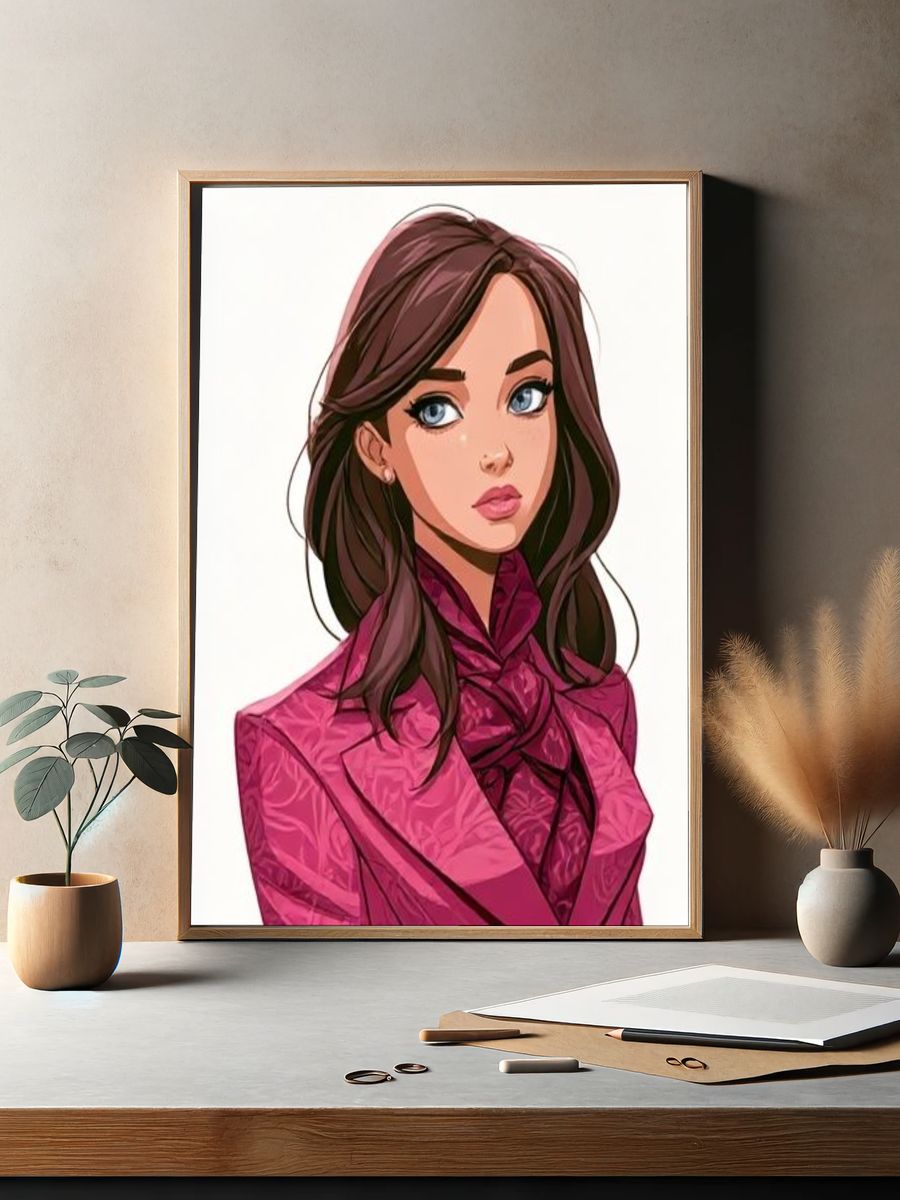 Elegant Woman Portrait Illustration Poster. — room view 2
